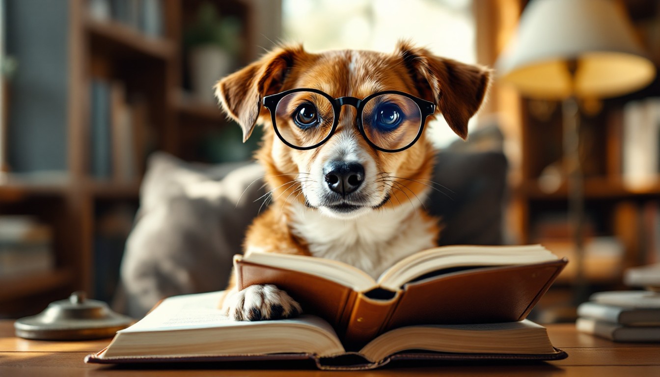 Free Scholarly Dog Reads Image - Dog, Reading, Glasses | Download at ...