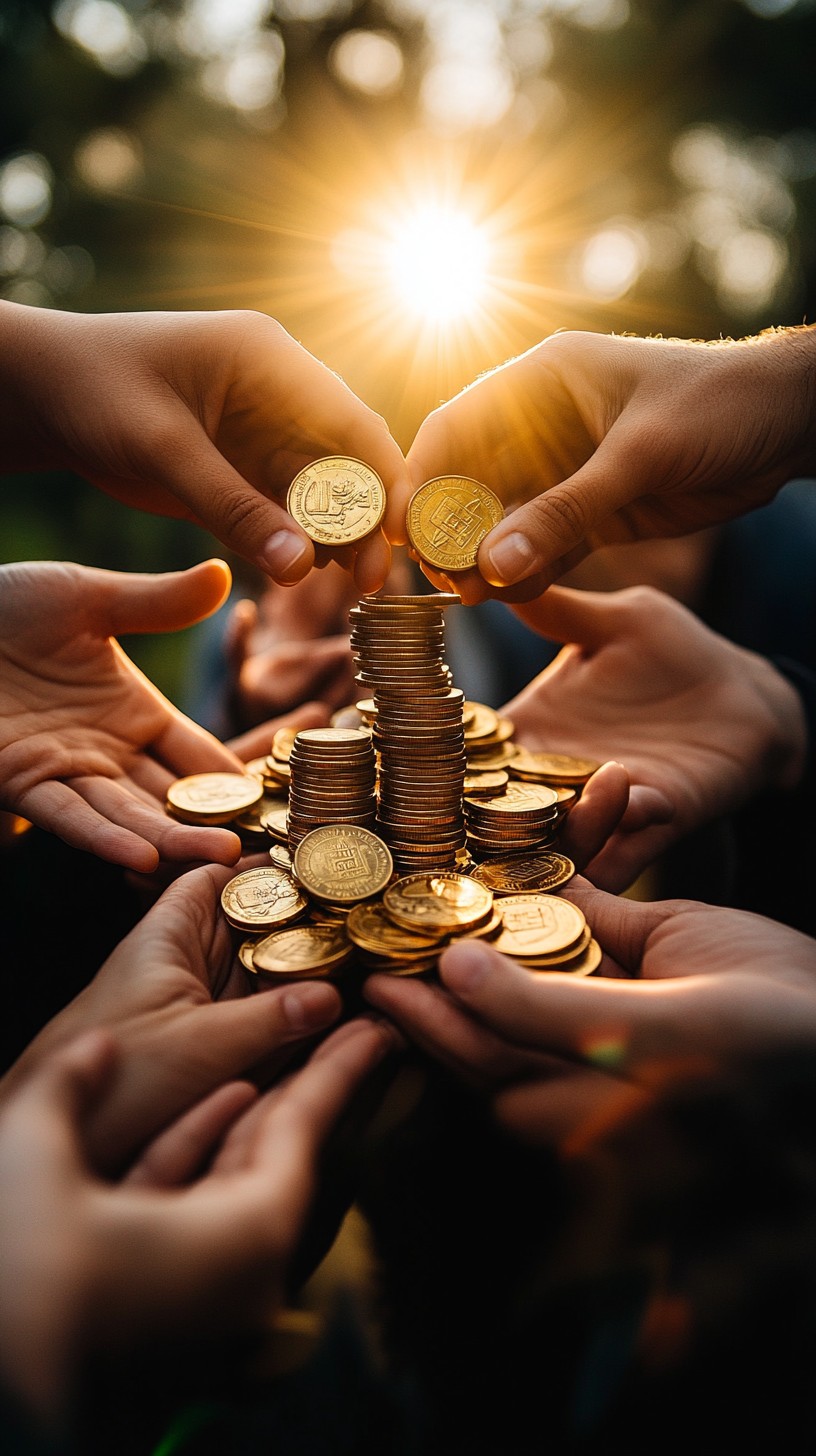 Free Collective financial contribution Image - Coins, Hands, Teamwork ...