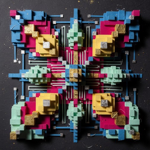 Free Pixelated Paper Art Image - Papercraft, Collage, Geometric ...