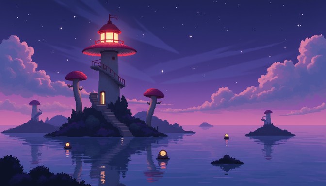 Free Floating Island Beacon Photo - Lighthouse, Mushroom, Pixel ...