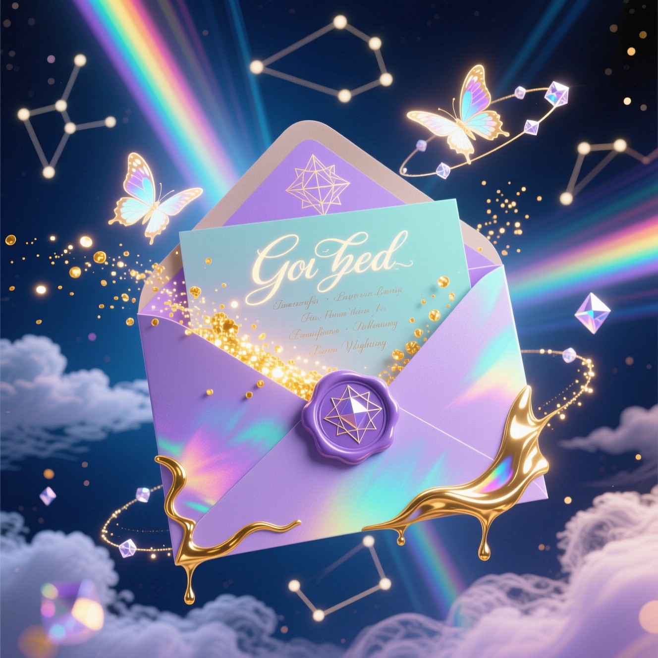 Free Enchanted Golden Envelope Image - Fantasy, Invitation, Envelope ...