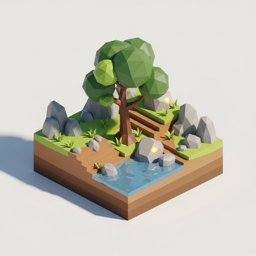 Isometric Rocks Diorama Free Low-Poly Ecosystem Diorama Image - Geometric, Lowpoly, Isometric ...