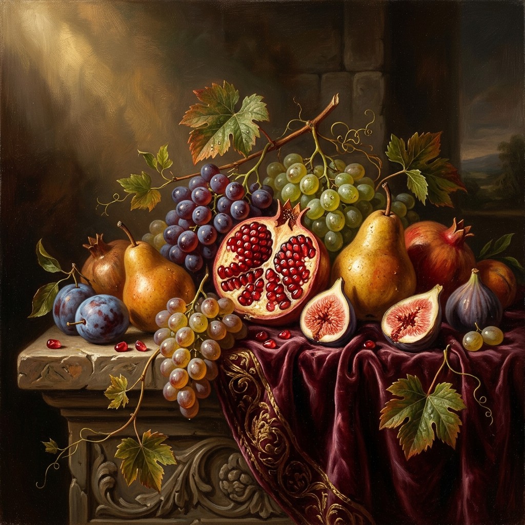 Free Renaissance Fruit Abundance Image - Fruit, Pomegranate, Grapes ...