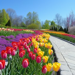 Colonial Spring Time Free Springtime Colonial Home Photo - Spring, Tulips, Cherry Blossoms ...