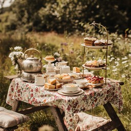 Free Outdoor Afternoon Tea Image - Tea, Cakes, Sandwiches | Download at ...