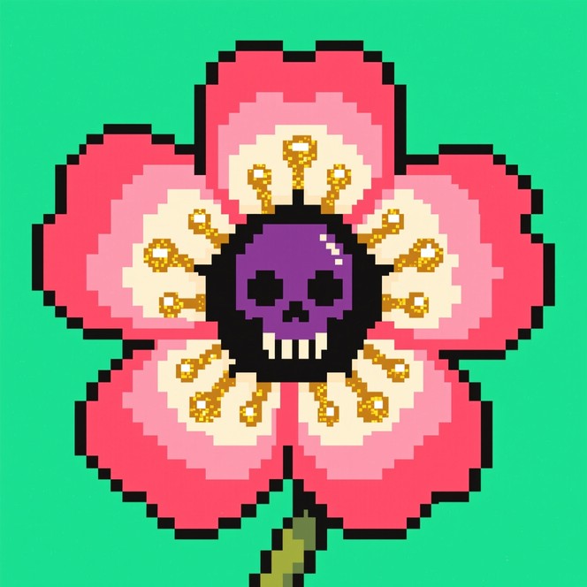Free Deadly Pixel Flower Photo - Flower, Skull, Pixel | Download at ...