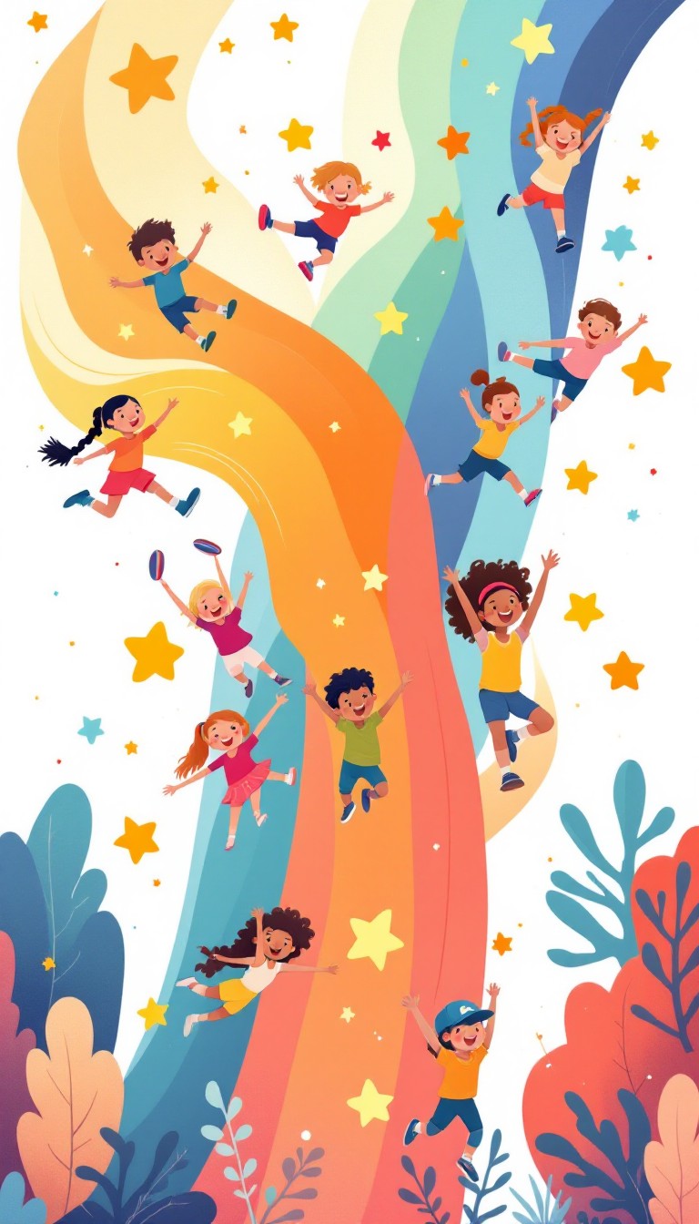 Free Kids Chasing Stars Image - Playful, Rainbow, Children | Download ...