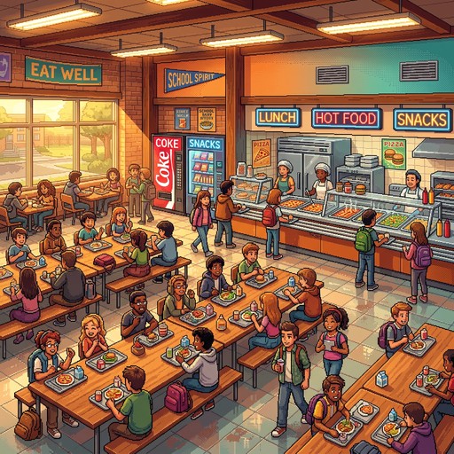 Free Lunchtime Pixel Paradise Image - Cafeteria, Lunch, Students ...