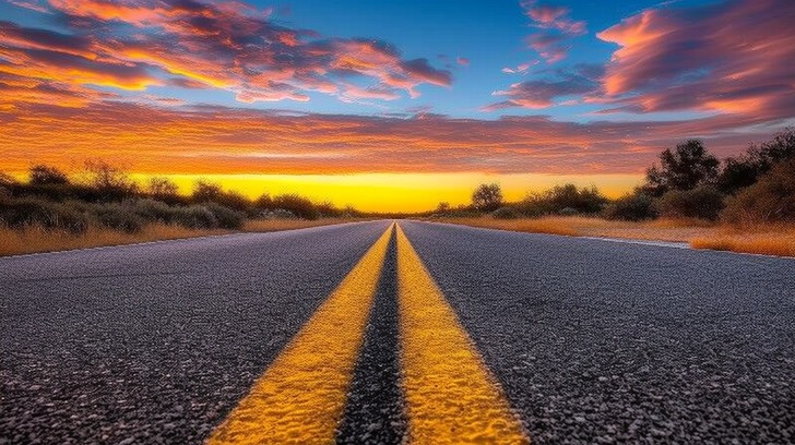 Free Sunset Road View Image - Sunset, Road, Sky | Download at StockCake