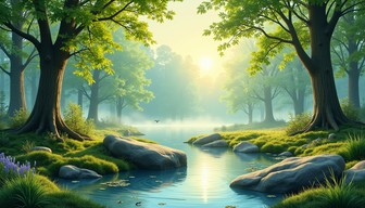 Free Enchanted Forest Stream Image - Forest, Stream, Sunbeams ...