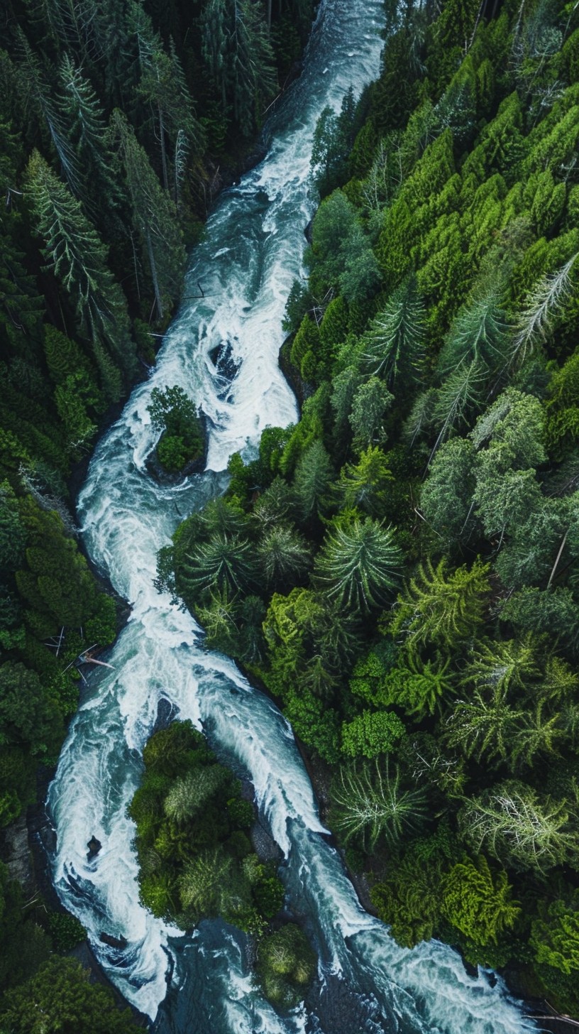 Free Rushing River Aerial Image - River, Forest, Aerial | Download at ...