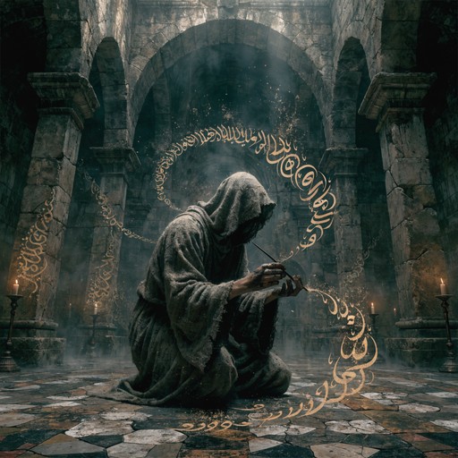 Free Sacred Calligraphy Ritual Image - Calligraphy, Hooded, Kneeling ...