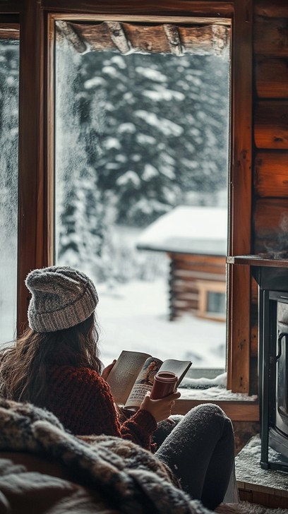 Snow Reading Free Cozy winter reading Image - Winter, Reading, Woman | Download at ...