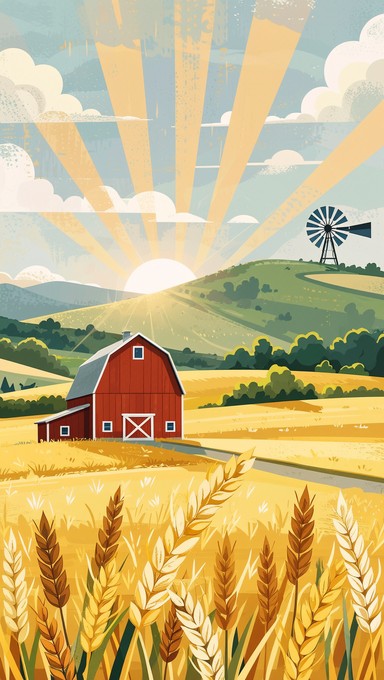 Free Golden Harvest Sunrise Image - Barn, Farm, Wheat | Download at ...