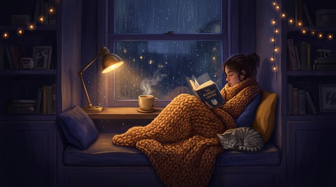 Free Rainy Night Reading Image - Reading, Lofi, Night | Download at ...