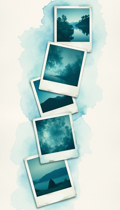 Teal Memory Download Floating Memory Spiral Image - Polaroids, Memories, Floating ...