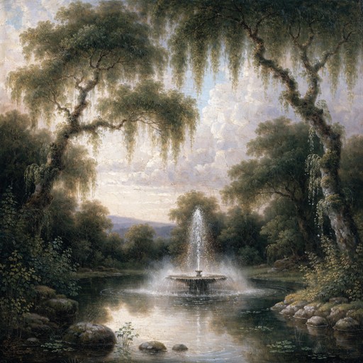 Free Golden Fountain Serenity Image - Fountain, Landscape, Painting ...
