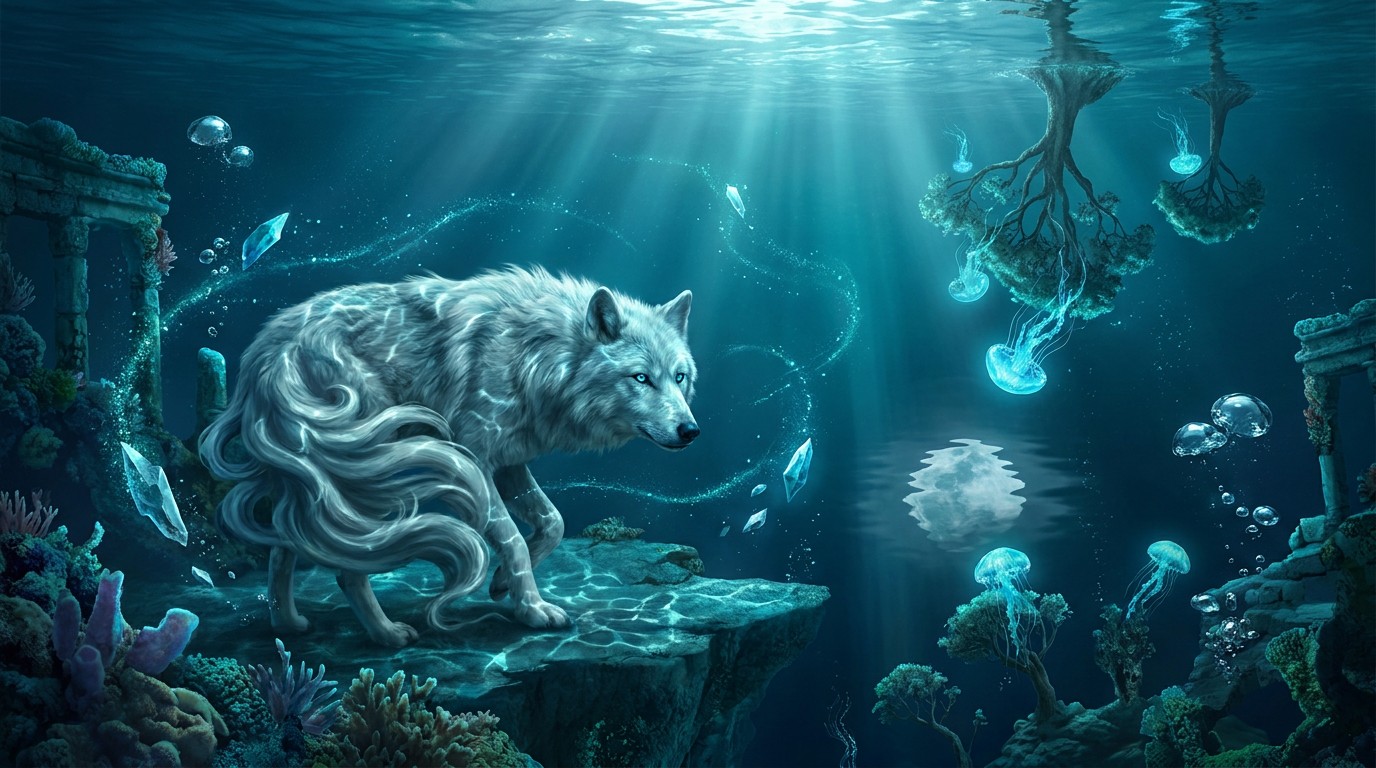 Free Underwater Wolf Dreamscape Image - Wolf, Underwater, Surreal ...