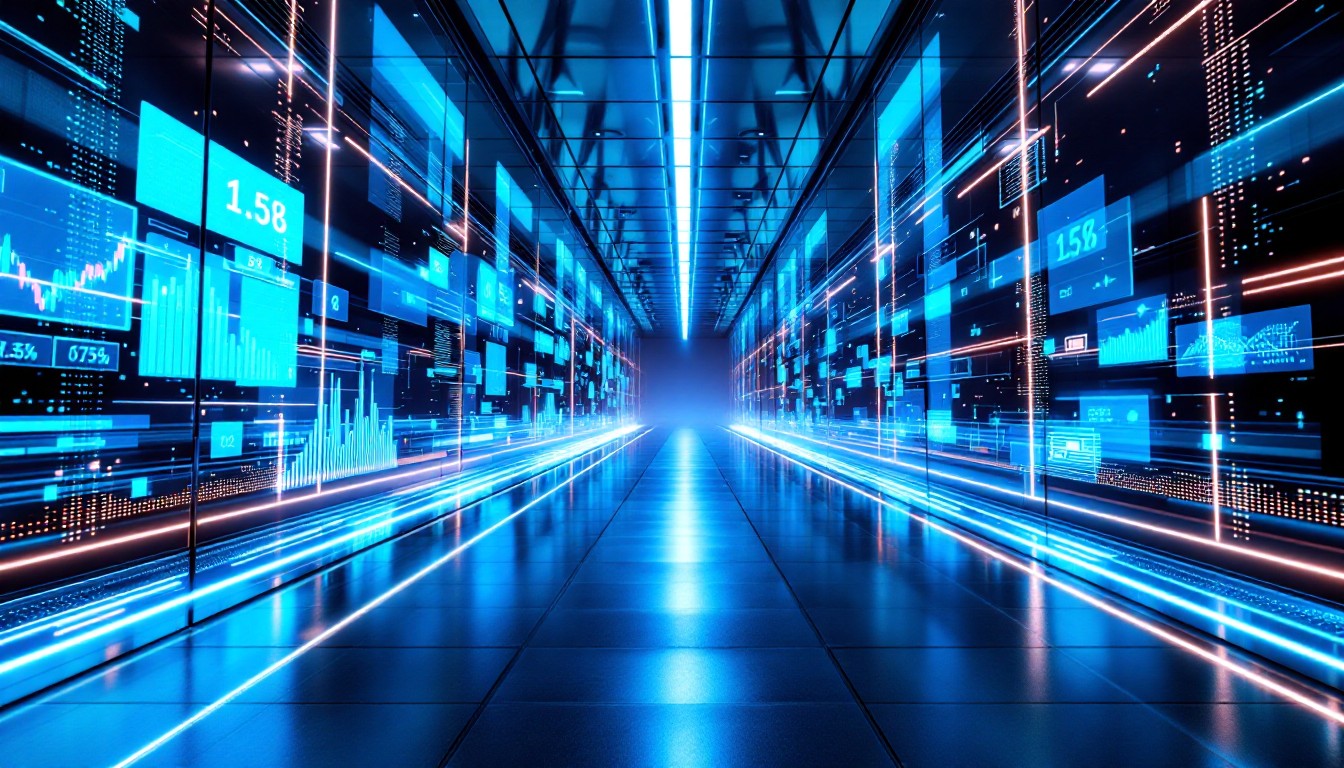 Free Digital Finance Corridor Image - Futuristic, Holographic, Digital ...