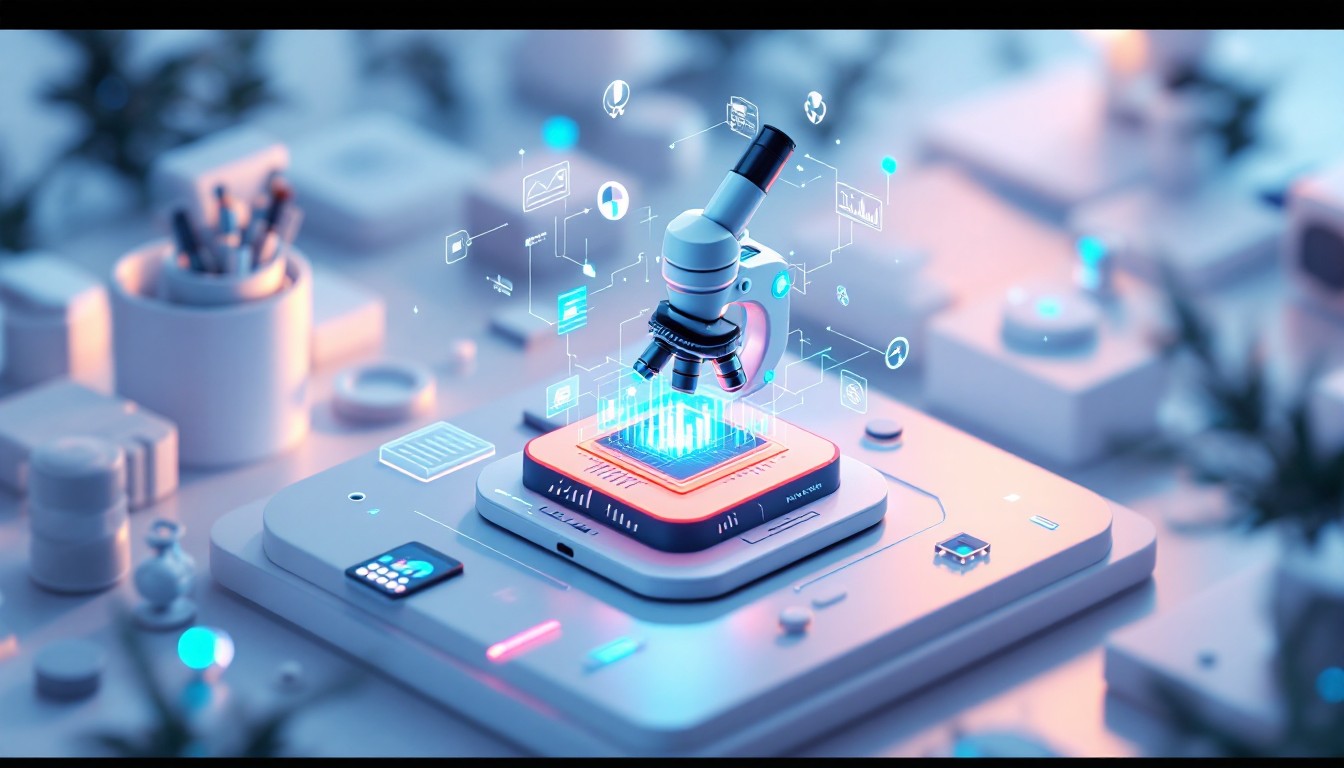 Free Digital Science Evolution Image - Microscope, Holographic ...