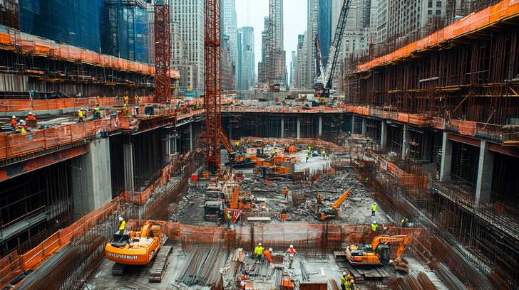 Free Busy Construction Site Image - Construction, Workers, Machinery ...