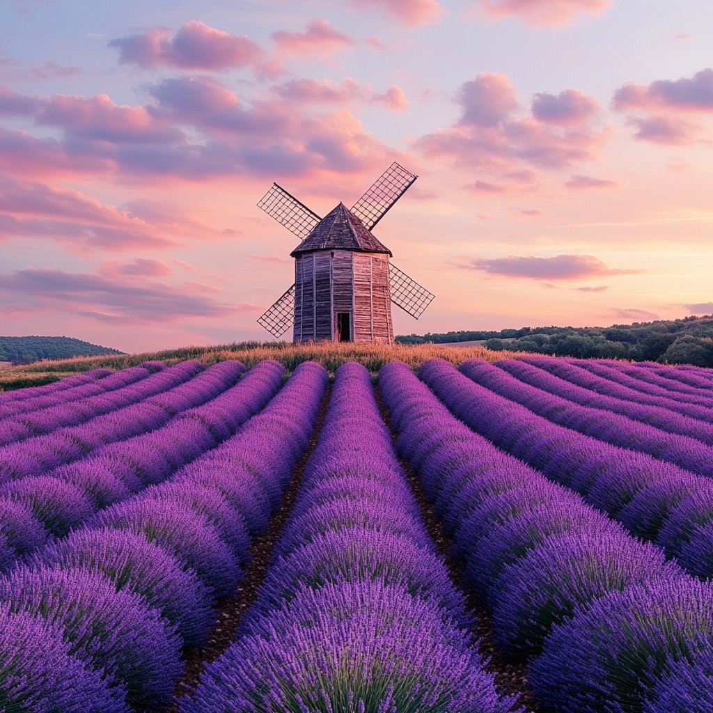 Free Lavender Fields Sunset Image - Lavender, Sunset, Windmill ...