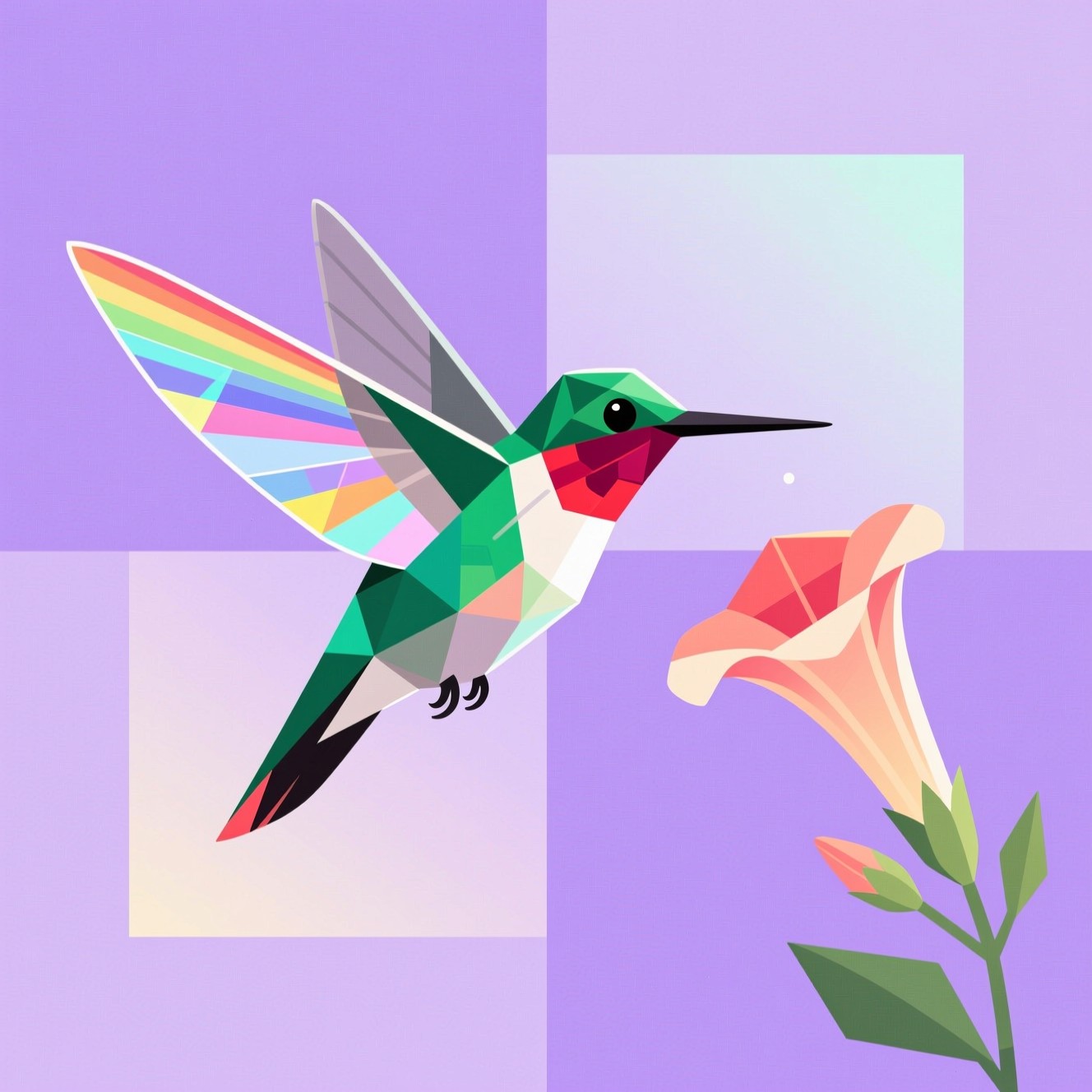 Hummingbird Geometry Free Geometric Hummingbird Illustration Image - Hummingbird, Bird ...
