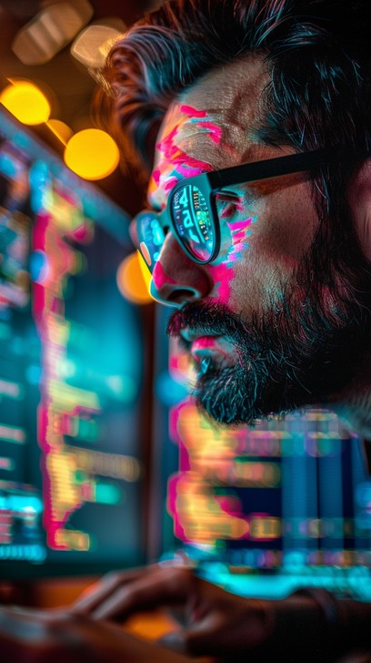 Men. Computer Vled Free Vibrant Digital Realm Image - Neon, Digital, Man | Download at ...