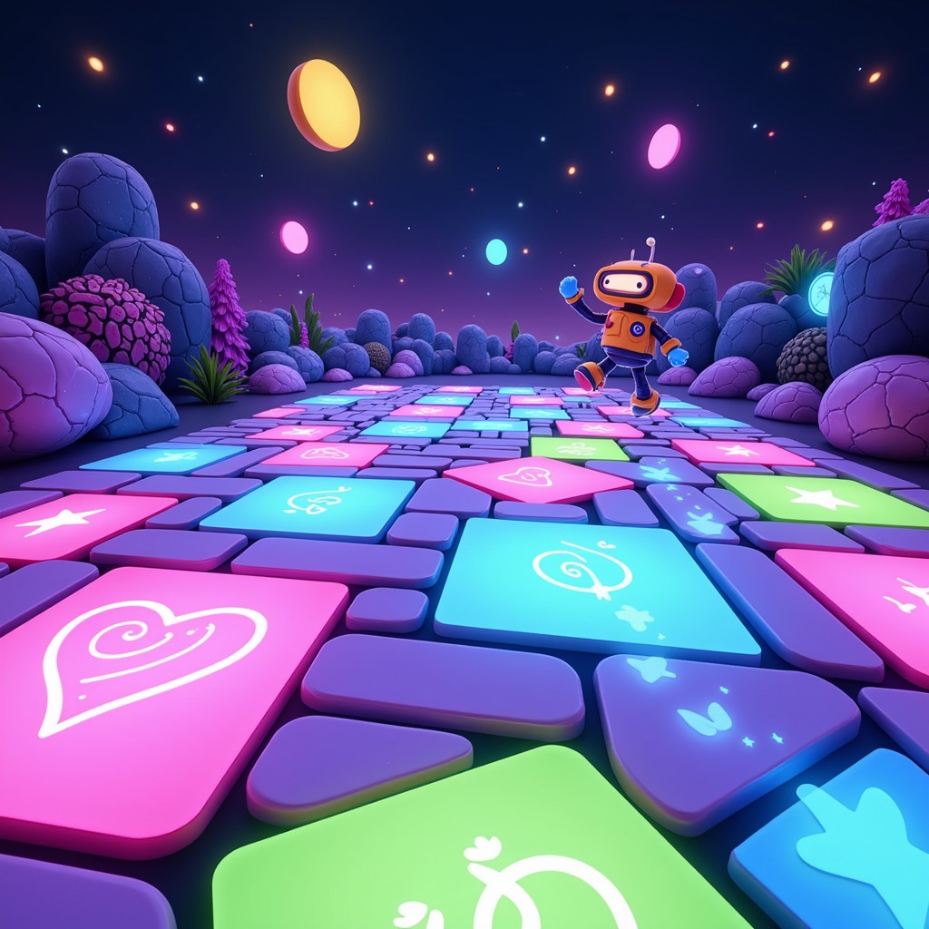 Free Neon Robot Playground Image - Robot, Neon, Tiles | Download at ...