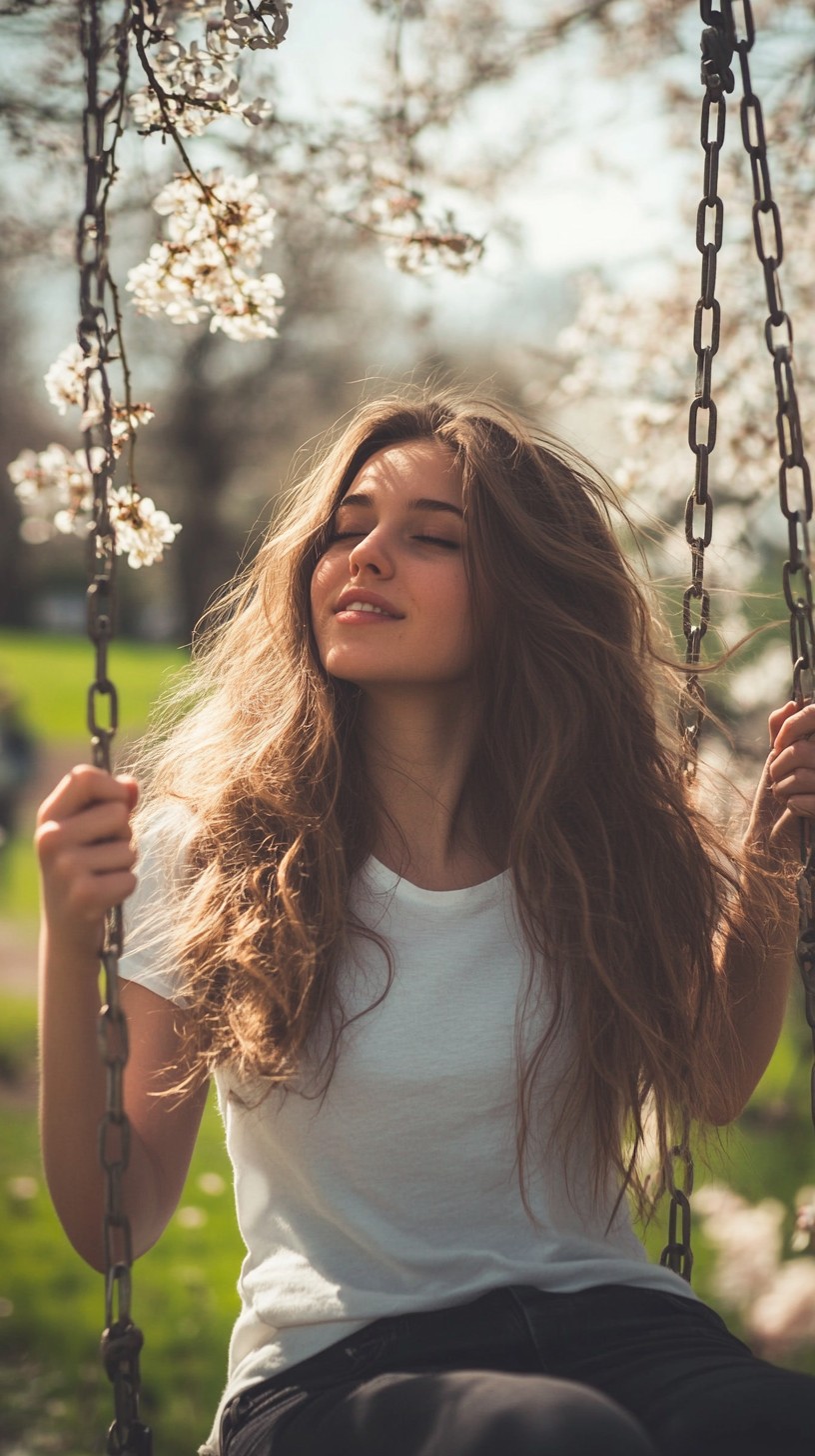 Free Sunlit spring swing Image - Woman, Swing, Spring | Download at ...