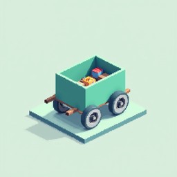 Free Teal Pixel Cart Image - Cart, Teal, Isometric | Download at StockCake