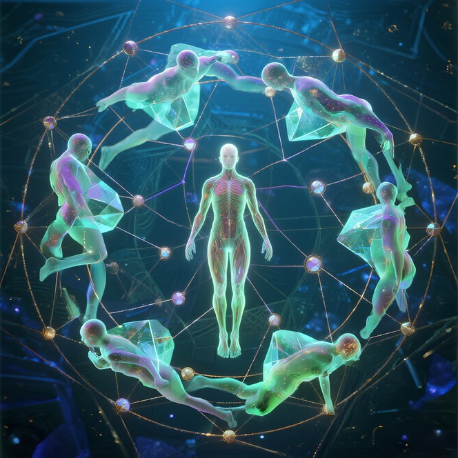Free Cosmic Human Connection Image - Ethereal, Minimalist, Silhouettes ...