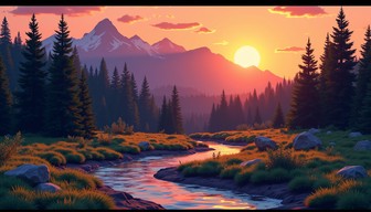 Free Sunset Mountain Stream Image - Sunset, Mountains, Stream ...