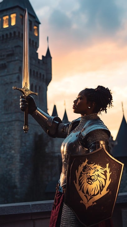 Free Knight Raises Sword Image - Knight, Sword, Castle | Download at ...