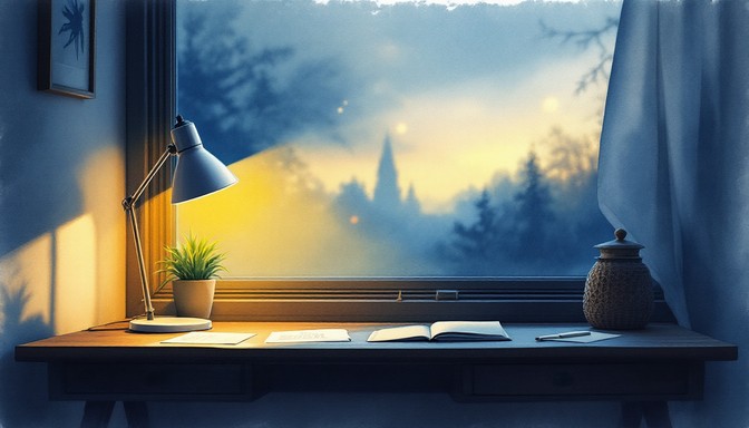 Free Evening Study Time Image - Evening, Desk, Cityscape | Download at ...