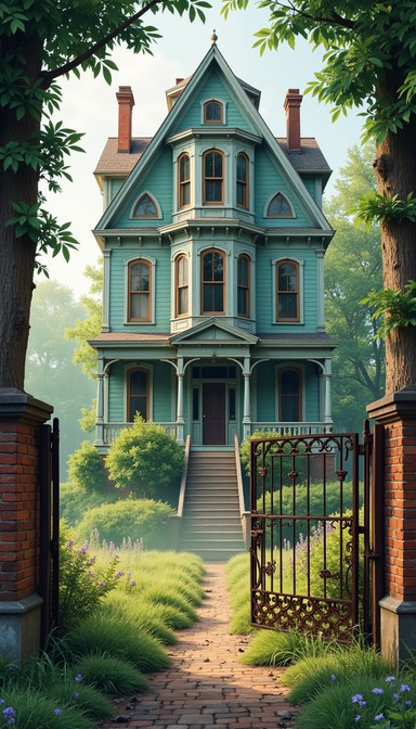 Free Teal Victorian Manor Image | Download at StockCake