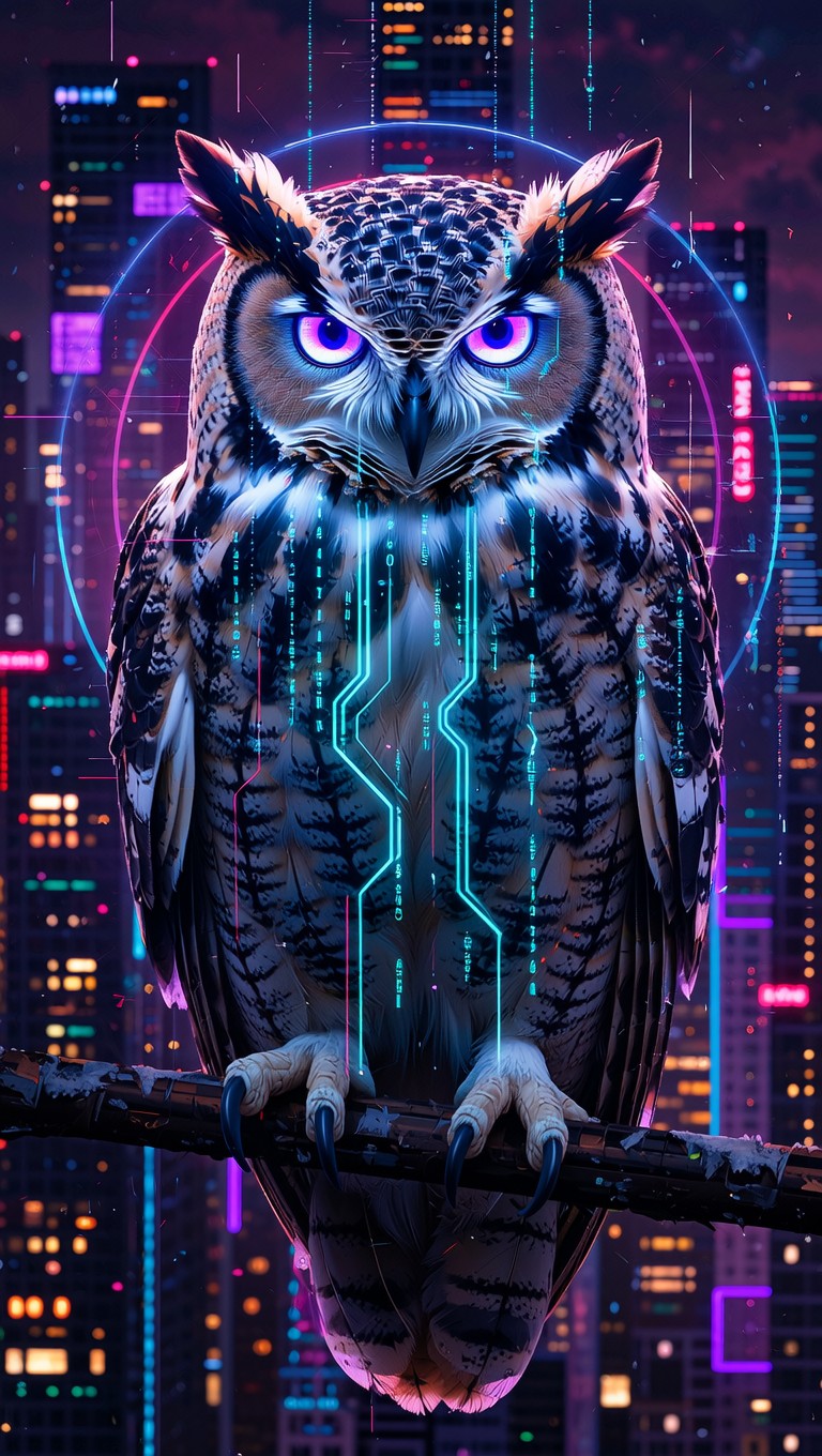 Free Techno Wisdom Owl Image - Cyberpunk, Owl, Digital | Download at ...