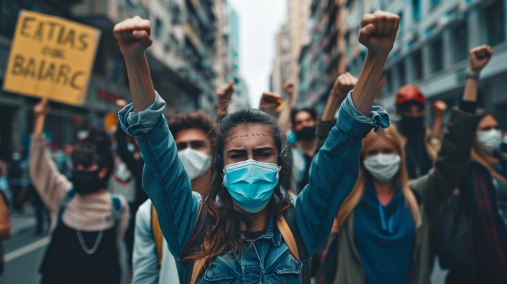 Protesters Demand Free Protesters Demand Change Image - Protest, Determination, Masks ...