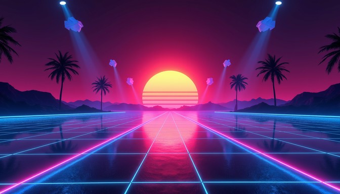 Free Retrowave Neon Sunset Image | Download at StockCake