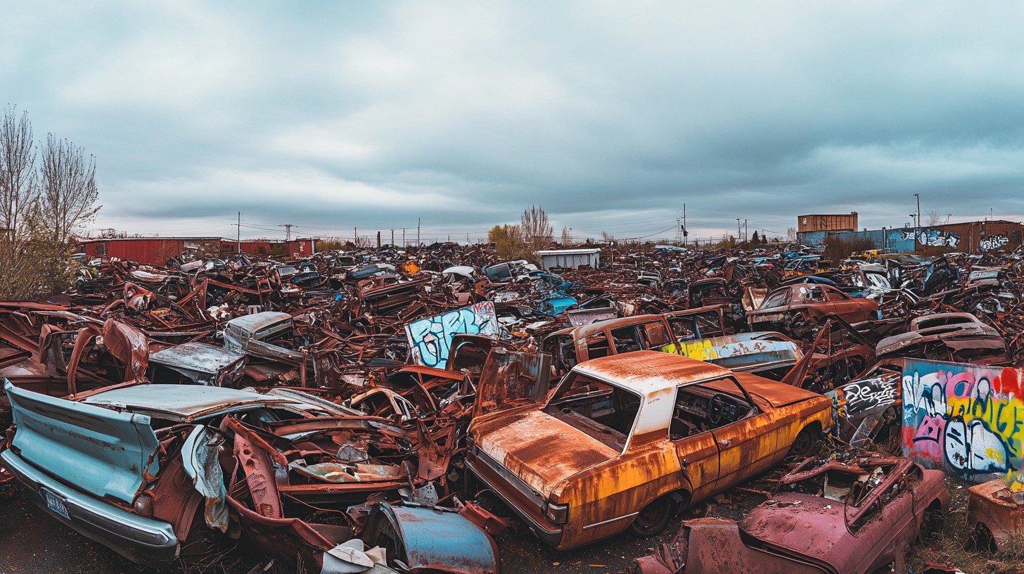 Free Automotive graveyard panorama Image - Junkyard, Graffiti, Rusted ...