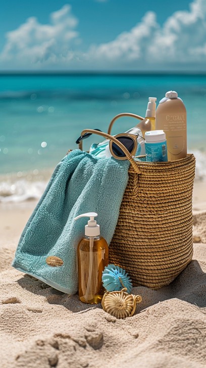 Beach day essentials toiletries