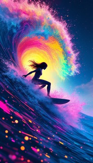 Neon Wave Riding Free Neon Wave Rider Image - Cyberpunk, Surfer, Neon | Download at ...