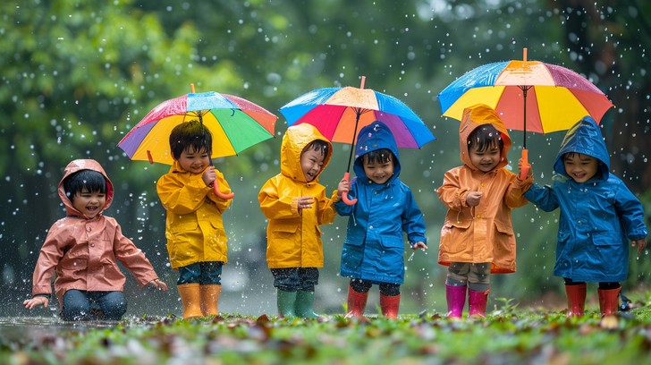 Free Rainy Day Play Image - Children, Rain, Umbrellas | Download at ...