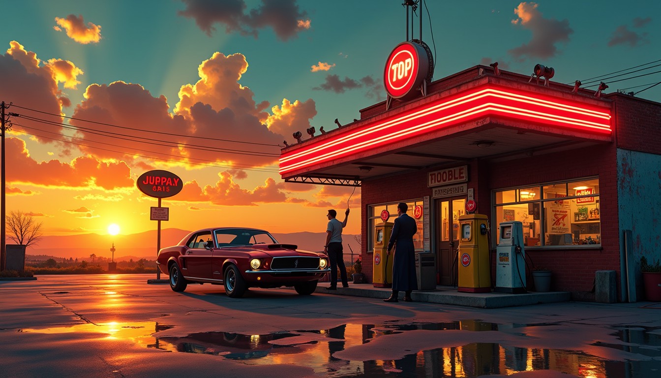 Free Sunset Service Station Image - Sunset, Neon, Vintage | Download at ...
