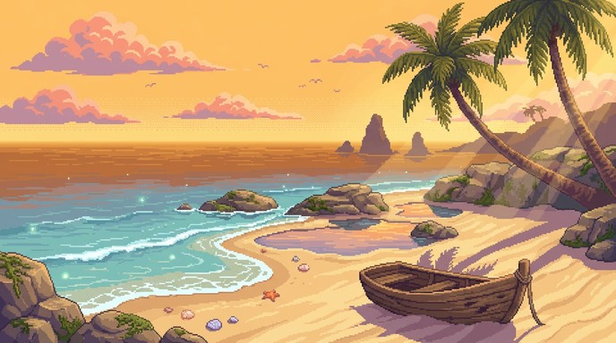 Free Pixel Paradise Sunset Image - Pixel, Beach, Tropical | Download at ...