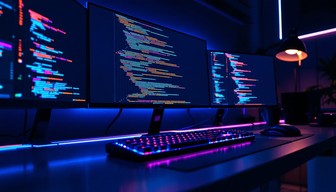 Free Glowing Developer Workspace Image - Coding, Programming, Workspace ...