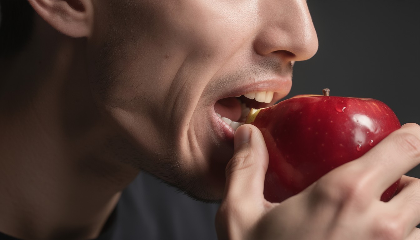 Free Biting Red Apple Image - Man, Male, Jaw | Download at StockCake