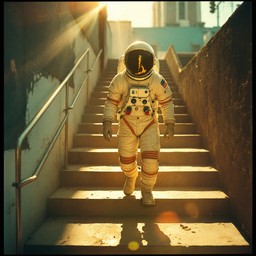 Spacelander Stairs Free Astronaut Ascending Stairs Image - Astronaut, Spacesuit, Stairs ...