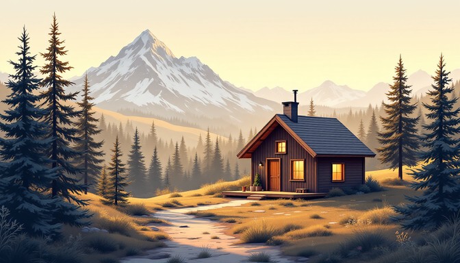Free Mountain Cabin Sunset Image - Cabin, Mountains, Sunset | Download ...