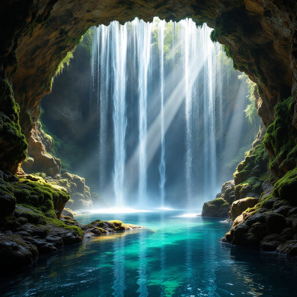 Free Mystical Cave Waterfall Image - Waterfall, Cave, Turquoise ...